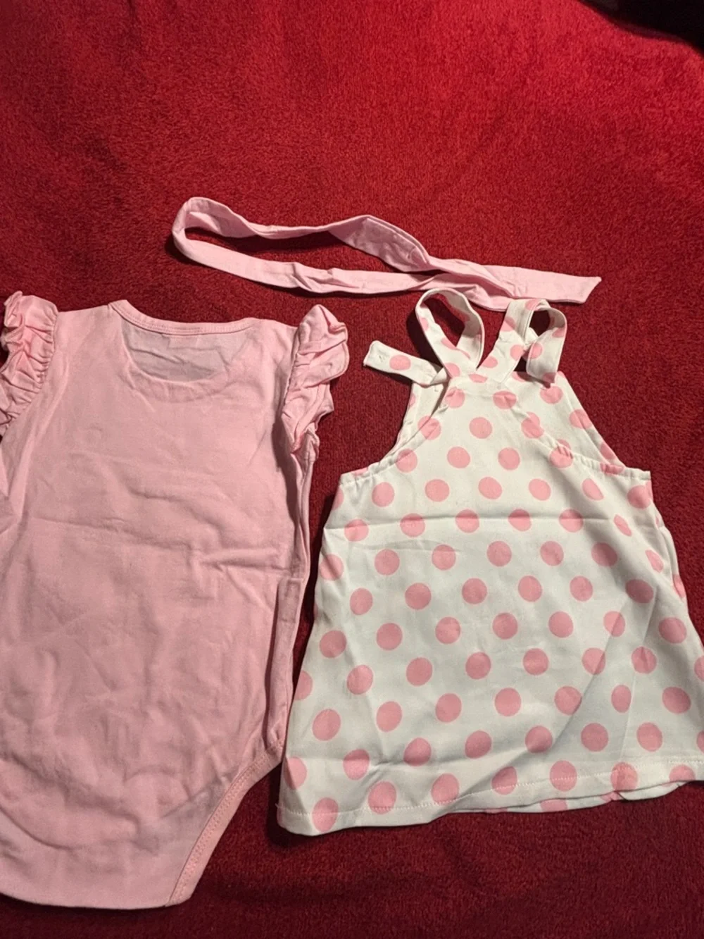 Baby Girl Pink Polka Dot Dress & Pink Bodysuit Set size 12-18 month NWT